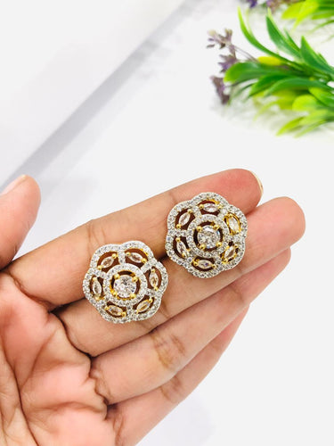 Stone Golden Flower Earrings
